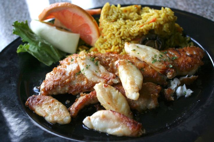 Parmesan-crusted ling cod and Dungeness crab