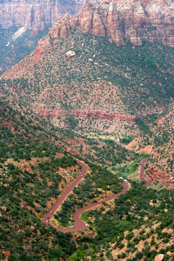 The Zion-Mt. Carmel Highway ascends 600ft from the valley floor