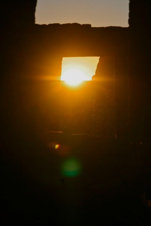 On the autumnal equinox, the sun rises through two portals aligned precisely east-west