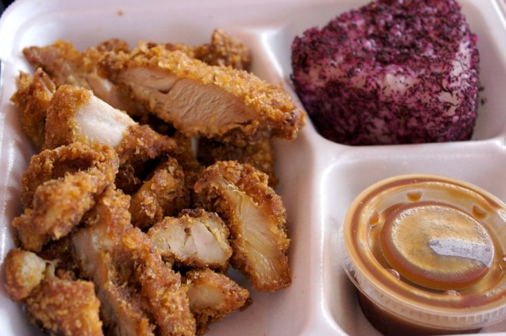 Chicken katsu, ume musubi