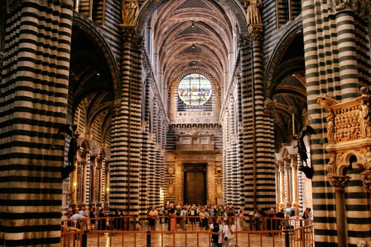 The striped columns of Siene's Duomo are a decidedly Moorish influence