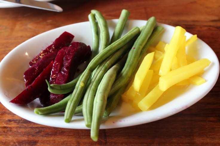 House-made pickles of beets, green beans and daikon radish