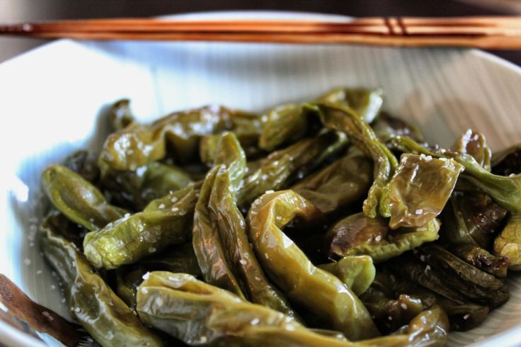 Roasted shishito peppers