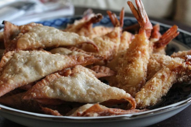 Wonton and tempura shrimp