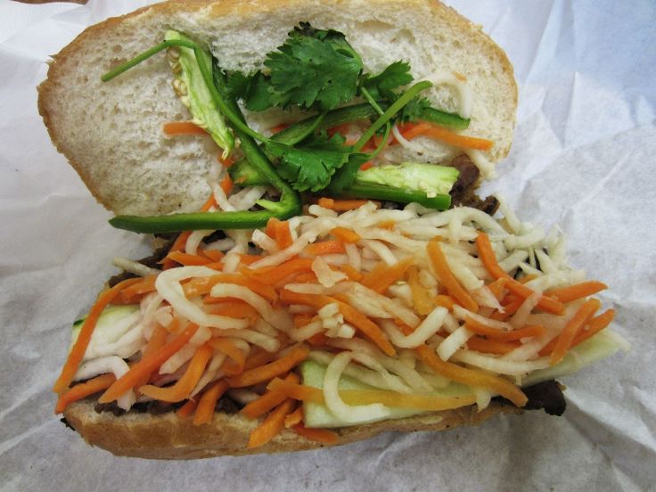 Grilled pork anh mi sandwich