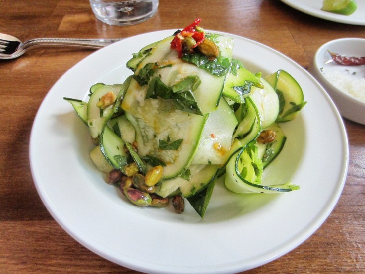 Marinated zucchini with toasted pistachios, mint, parsley & tarragon