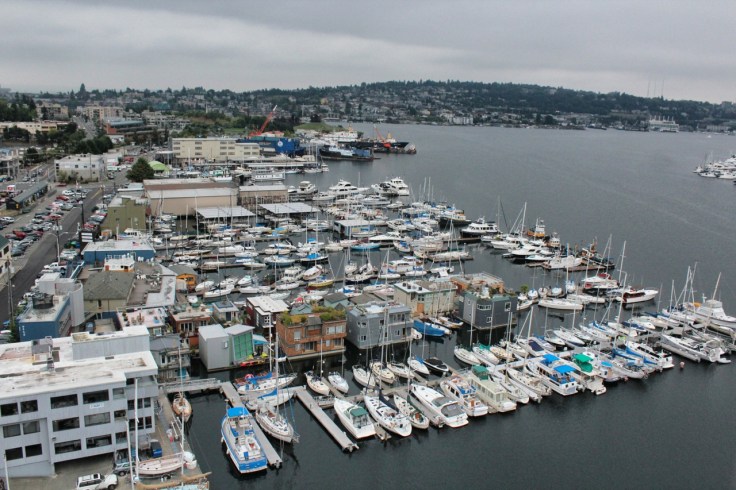 View of Lake Union from the east side of Aurora Bridge