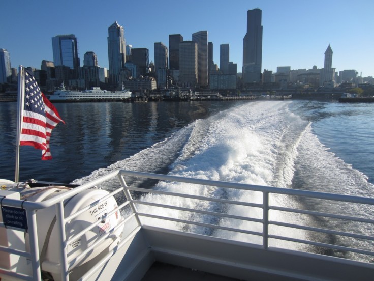 Seattle skyline from water taxi