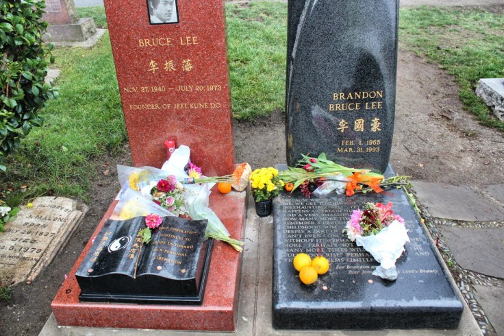 Tombstones of Bruce and Brandon Lee