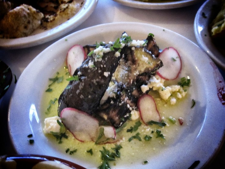 Grilled zucchini, radish, feta, olive oil and butter
