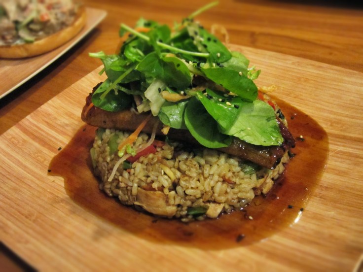 Broiled unagi and smoked chicken fried rice