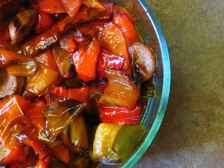 Roasted peppers with Italian sausage