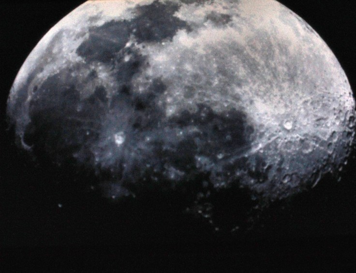 The moon projected onto a blank surface from a telescope (Onizuka Center)