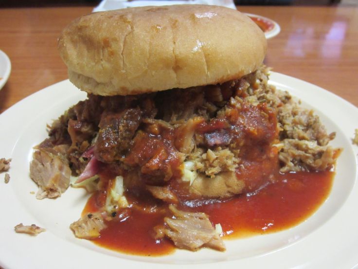 Barbecued pork shoulder sandwich