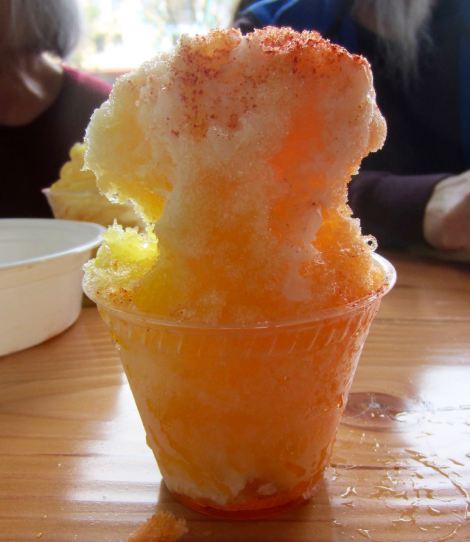 Passionfruit/mango shave ice